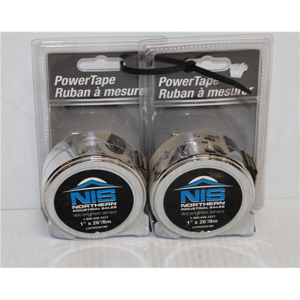 LOT OF 2 NIS 1" X 26FT TAPE MEASURES