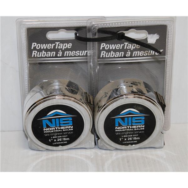 LOT OF 2 NIS 1" X 26FT TAPE MEASURES