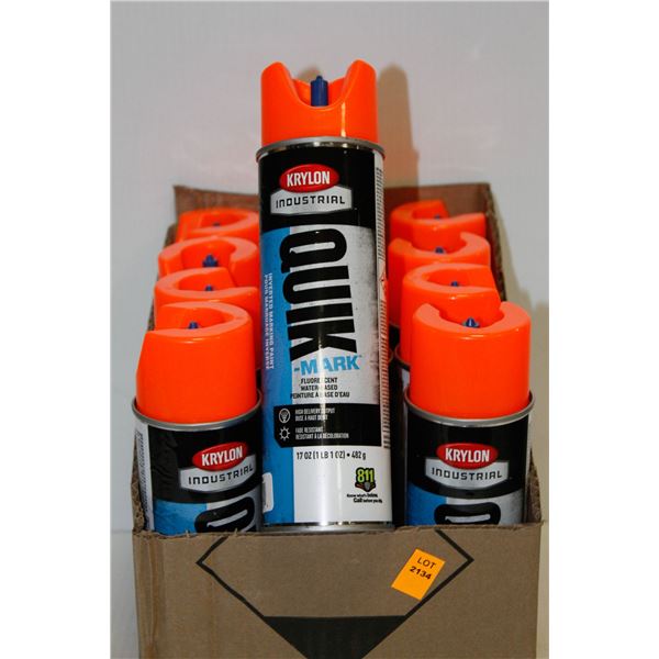 12 CANS OF KRYLONG INDUSTRIAL INVERTED MARKING PAINT ORANGE