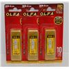 Image 1 : 3 PACKS OF OLFA PRO HEAVY DUTY UTILITY BLADES 10 PER PACK