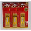 Image 1 : 3 PACKS OF OLFA PRO HEAVY DUTY UTILITY BLADES 10 PER PACK