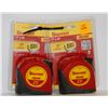 Image 1 : LOT OF 2 STARRETT 1" X 25FT MEASURING TAPES WITH 7FT STANDOUT