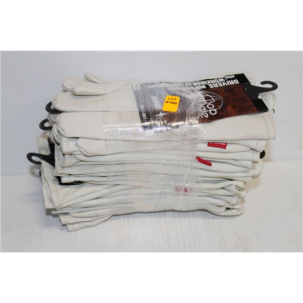 BUNDLE OF 12 BDG DRIVERS ROPERS SERIES LEATHER GLOVES SIZE MEDIUM