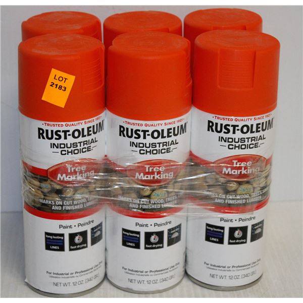 6 CANS OF RUSTOLEUM TREE MARKING PAINT ORANGE