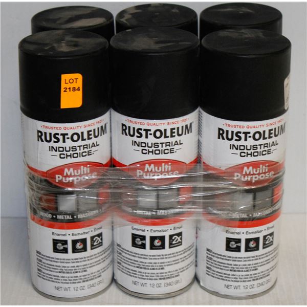 6 CANS OF RUSTOLEUM MULTI PURPOSE SPRAY PAINT FLAT BLACK