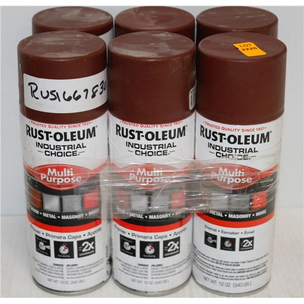 6 CANS RUSTOLEUM MULTI POURPOSE SPRAY PAINT BROWN