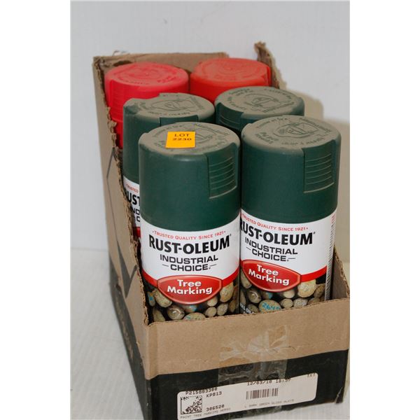 6 CANS RUSTOLEUM TREE MARKING SPARY PAINT GREEN AND RED