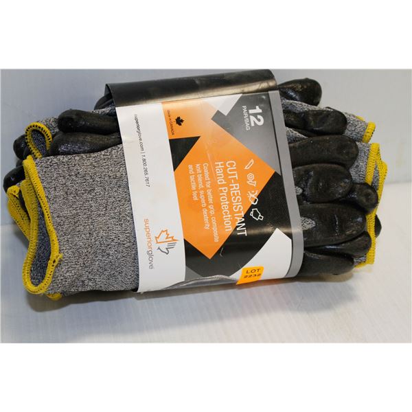12 PAIR DEXTERITY CUT RESISTANT GLOVES SIZE 8