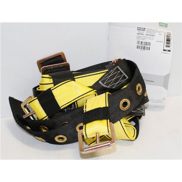 NEW STANDARD MSA SAFETY HARNESS WITH BACK TONGUE BUCKLE