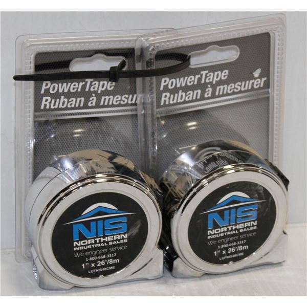 LOT OF 2 NIS 1" X 26FT TAPE MEASURES