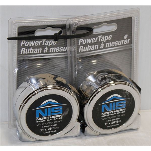 LOT OF 2 NIS 1" X 26FT TAPE MEASURES