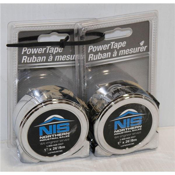 LOT OF 2 NIS 1" X 26FT TAPE MEASURES