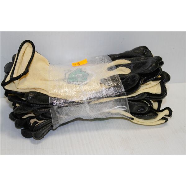 12 PAIRS OF VINYL PALM WORK GLOVES SIZE 11