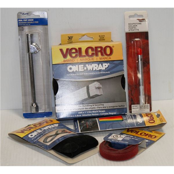 LOT OF ASSORTED VELCRO STRAPPING AND MORE