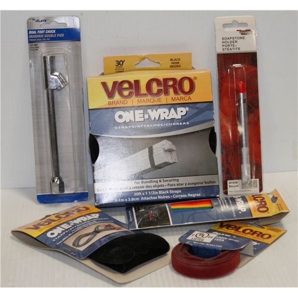LOT OF ASSORTED VELCRO STRAPPING AND MORE