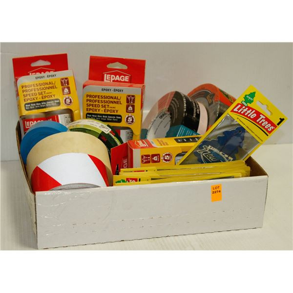 FLAT WITH LEPAGE SPEED SET APOXY, ASSORTED TAPES AND AIR FRESHENERS