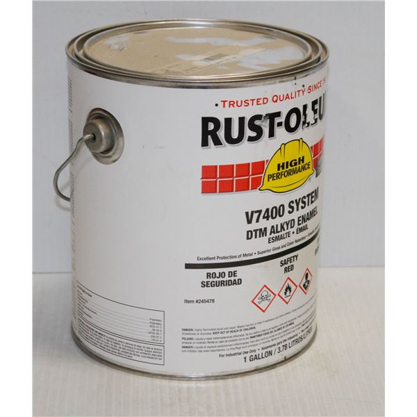 1 GALLON PAIL OF RUSTOLEUM V7400 SYSTEM DTM ALKYD SAFETY RED