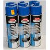 Image 1 : 6 CANS OF KRYLON INDUSTRIAL INVERTED MARKING PAINT BLUE