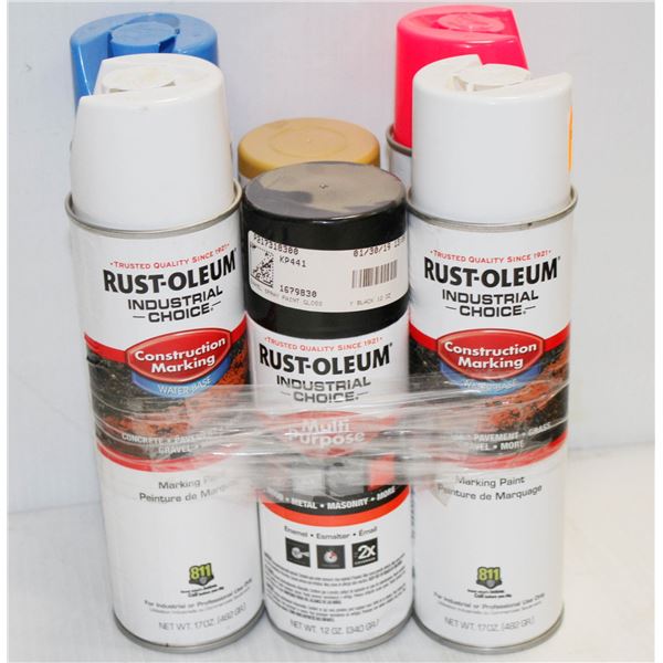 6 CANS OF ASSORTED RUSTOLEUM SPRAY PAINT