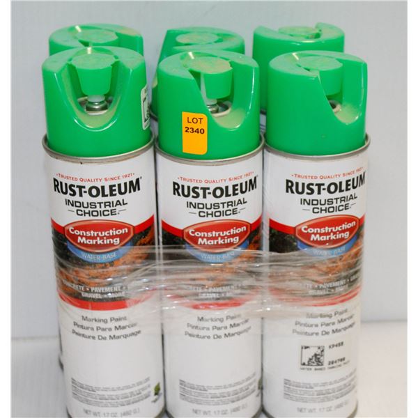 6 CANS RUSTOLEUM MARKING PAINT GREEN
