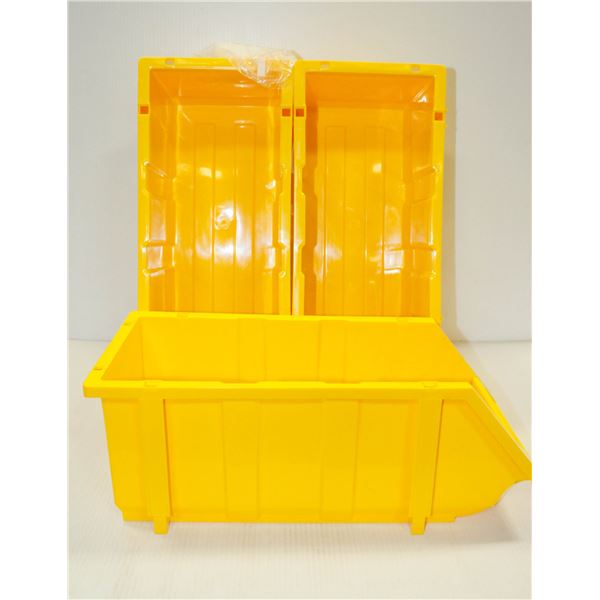 LOT OF 3 NEW KLETON PARTS BINS YELLOW