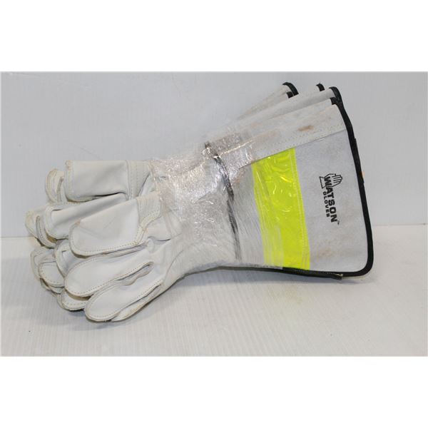 6 PAIR OF WATSON WELDING GAUNTLET GLOVES SIZE MEDIUM