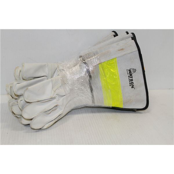 6 PAIR OF WATSON WELDING GAUNTLET GLOVES SIZE MEDIUM