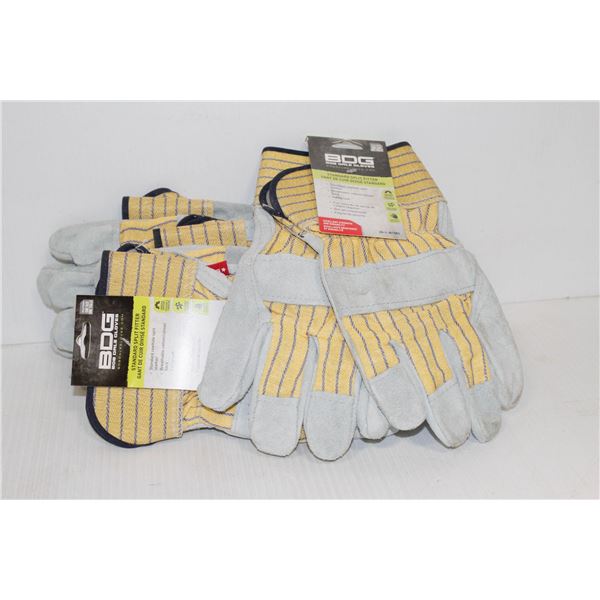6 PAIRS OF BDG STANDARD SPLIT FITTER GLOVES O/S