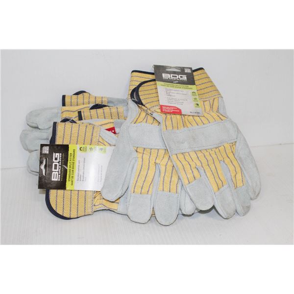 6 PAIRS OF BDG STANDARD SPLIT FITTER GLOVES O/S