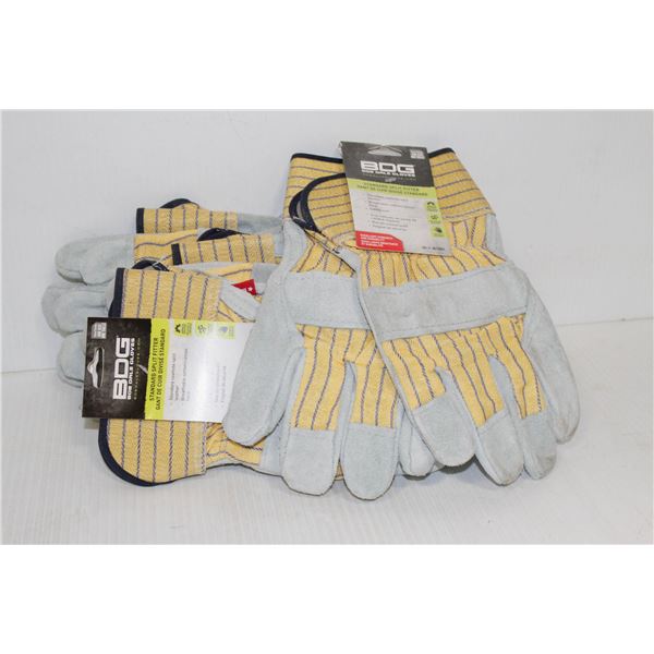 6 PAIRS OF BDG STANDARD SPLIT FITTER GLOVES O/S