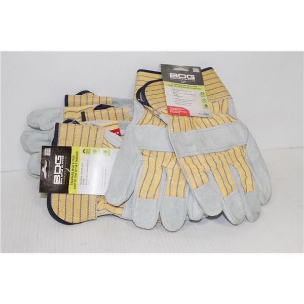 6 PAIRS OF BDG STANDARD SPLIT FITTER GLOVES O/S