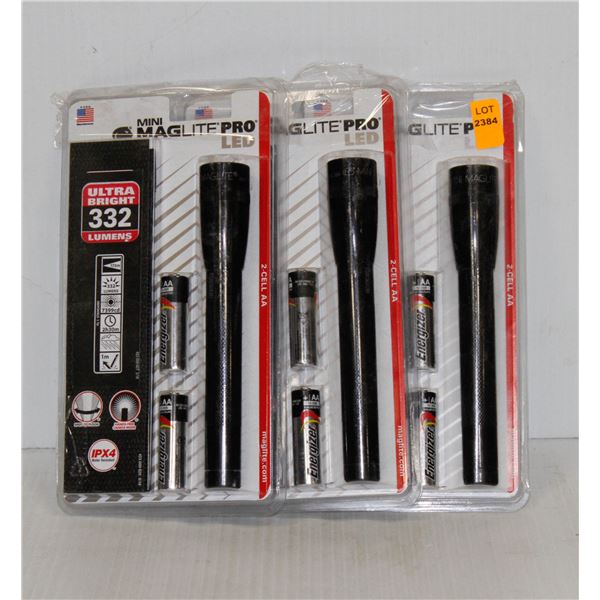 LOT OF 3 MINI MAGLITE PRO LED FLASHLIGHTS