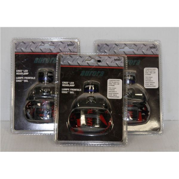 LOT OF 3 AURORA LED HEADLAMPS