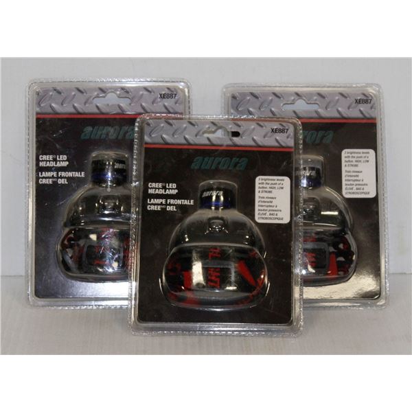 LOT OF 3 AURORA LED HEADLAMPS
