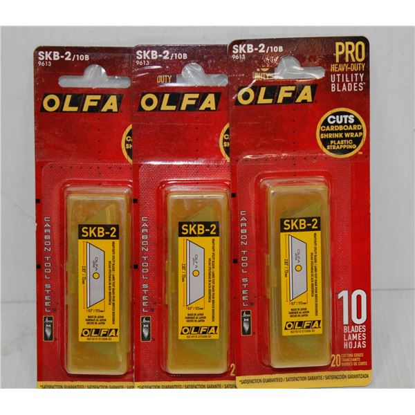 LOT OF 3 OLFA PRO HEAVY DUTY UTILITY BLADES 10 BLADES PER PACK