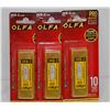 Image 1 : LOT OF 3 OLFA PRO HEAVY DUTY UTILITY BLADES 10 BLADES PER PACK