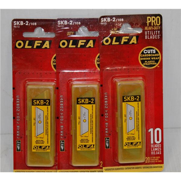 LOT OF 3 OLFA PRO HEAVY DUTY UTILITY BLADES 10 BLADES PER PACK