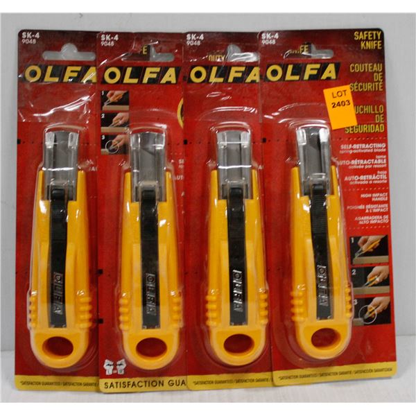 LOT OF 4 OLFA SELF RETRACTING SAFETY KNIVES