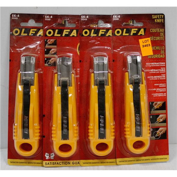 LOT OF 4 OLFA SELF RETRACTING SAFETY KNIVES