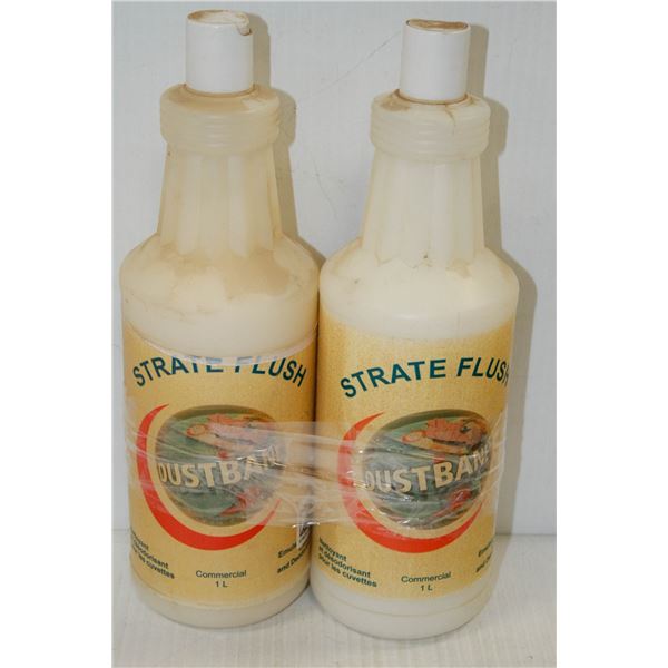 2 BOTTLES OF STRATE FLUSH DUSTBANE 1 LITRE BOTTLES