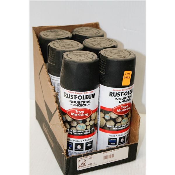 6 CANS RUSTOLEUM INDUSTRIAL TREE MARKING PAINT BLACK