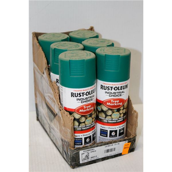 6 CANS RUSTOLEUM INDUSTRIAL TREE MARKING PAINT GREEN