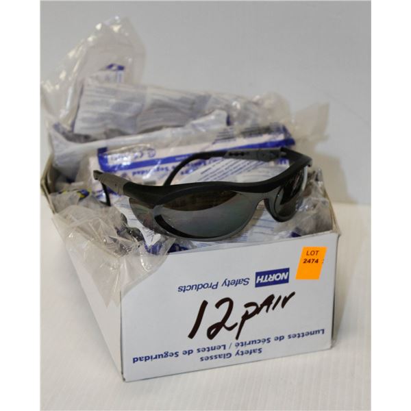 12 PAIR NORTH SAFETY GLASSES CLEAR LENSES