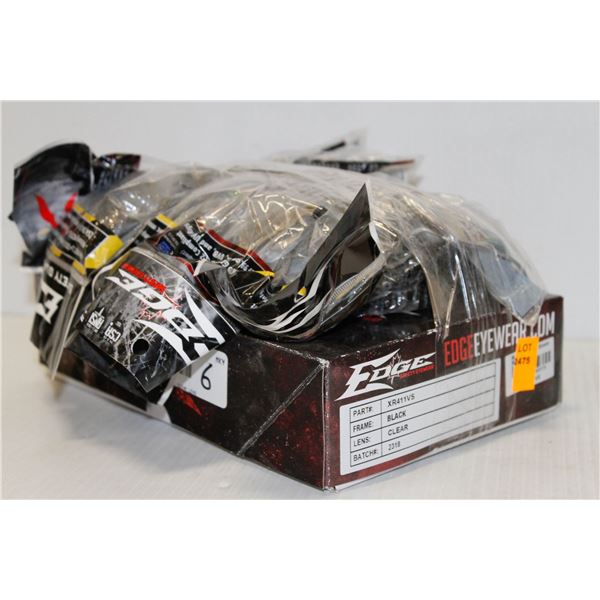 12 PAIR EDGE SAFETY GLASSES CLEAR LENSES