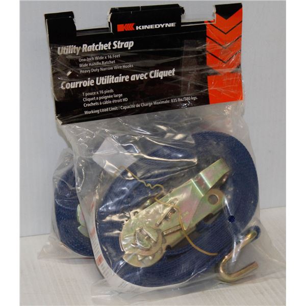 PAIR OF KINEDYE UTILITY RATCHET STRAPS 1" X 16FT