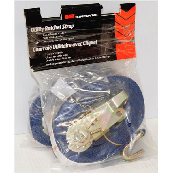 PAIR OF KINEDYE UTILITY RATCHET STRAPS 1" X 16FT