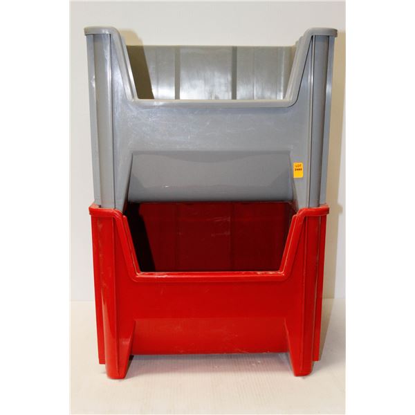 PAIR OF LARGE STACKABLE PARTS BINS
