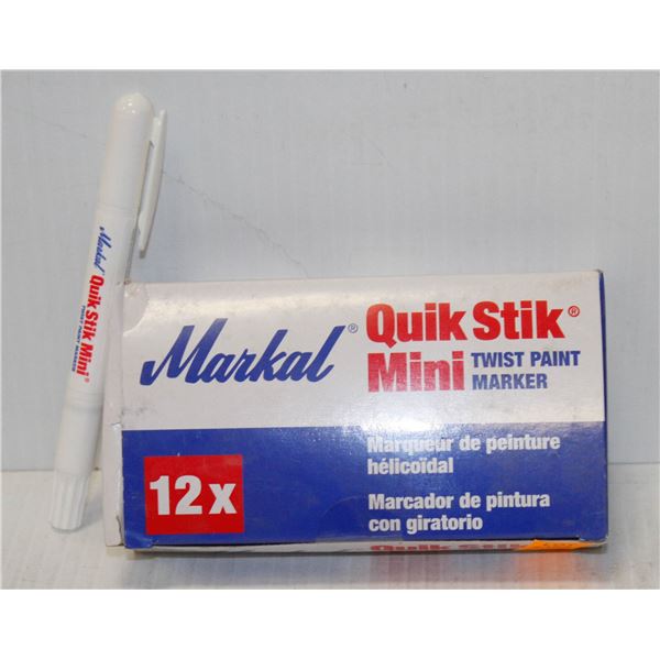 BOX OF 12 MARK ALL QUICK STICK MINI TWIST PAINT MARKERS WHITE