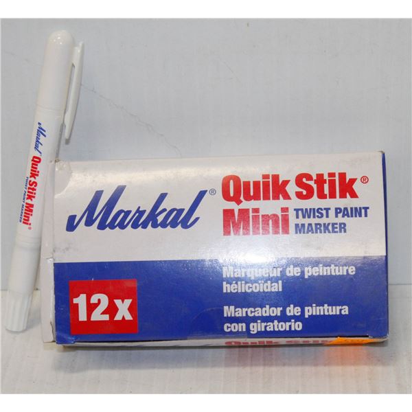 BOX OF 12 MARK ALL QUICK STICK MINI TWIST PAINT MARKERS WHITE