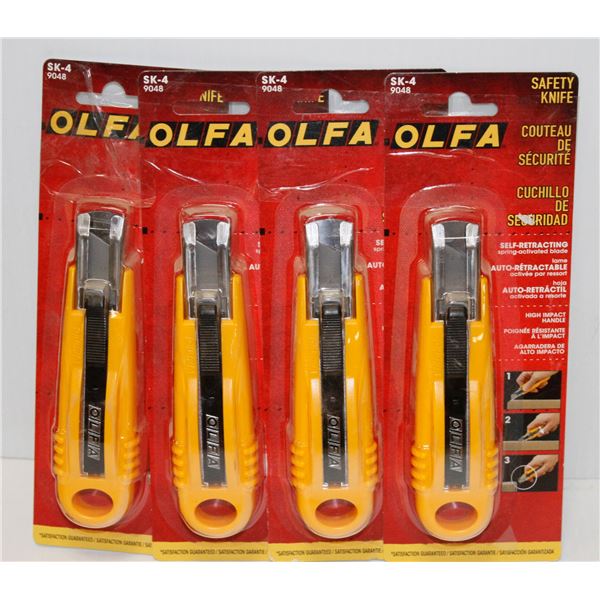 LOT OF 4 OLFA SELF RETRACTING SAFETY KNIVES